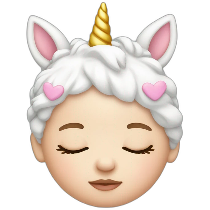 Sleeping white Newborn with unicorn headband emoji