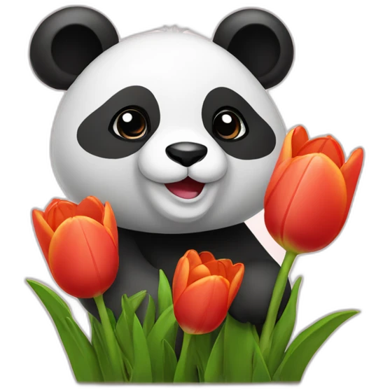 Panda avec des tulipes emoji