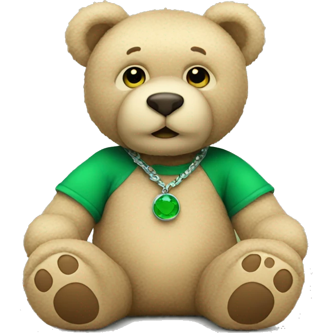 teddy bear with green bracelet emoji