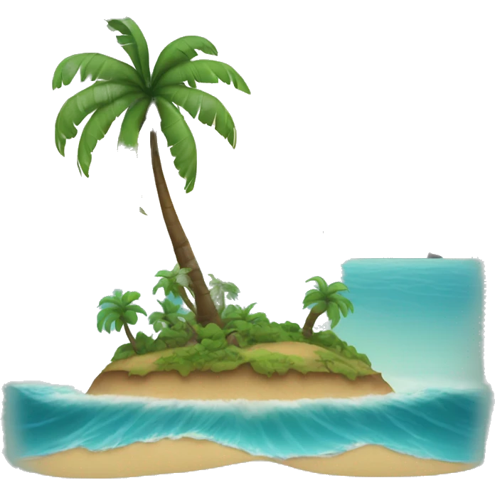 Hawaiian island with palm tree and ocean emoji
