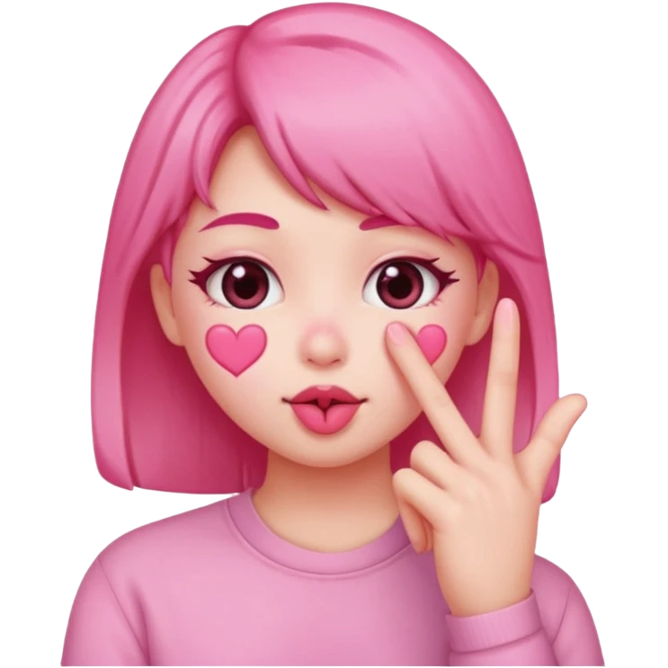 an uwu kissy face with a finger heart emoji emoji