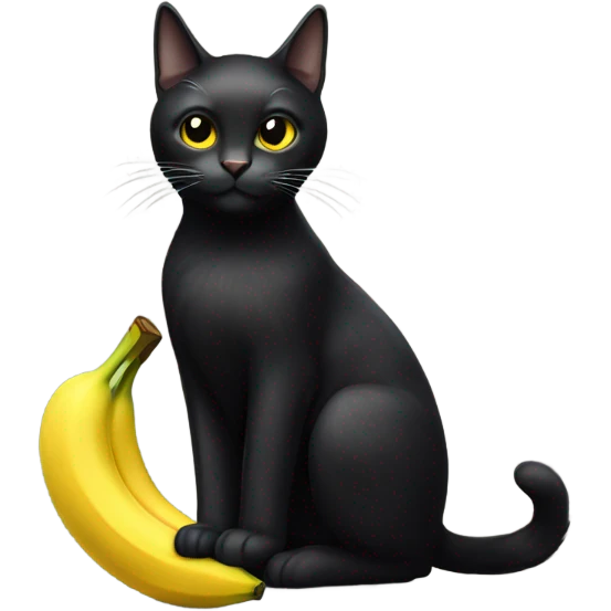Black cat holding a banana emoji