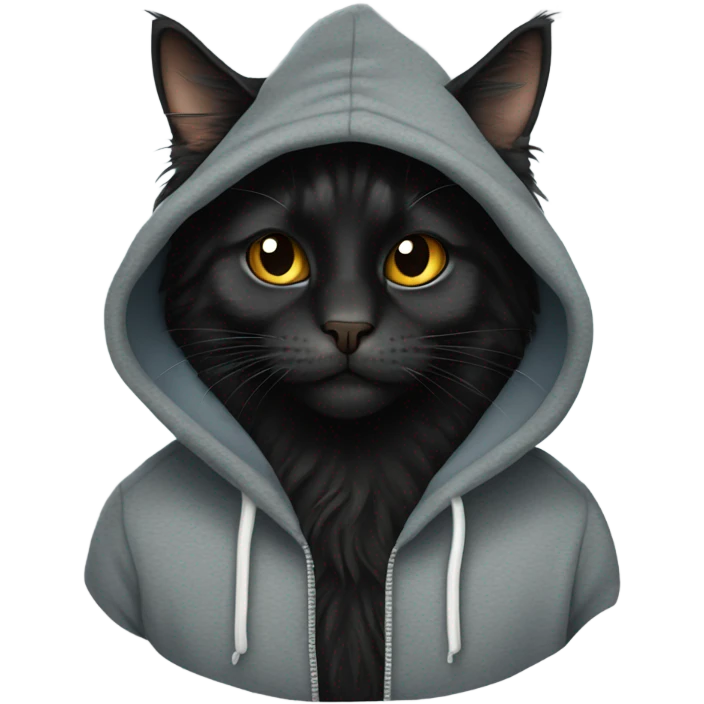 Black  maine coon wearing a hoody emoji