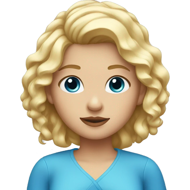 Girl with blonde hair and blue eyes shoulder shrug emoji