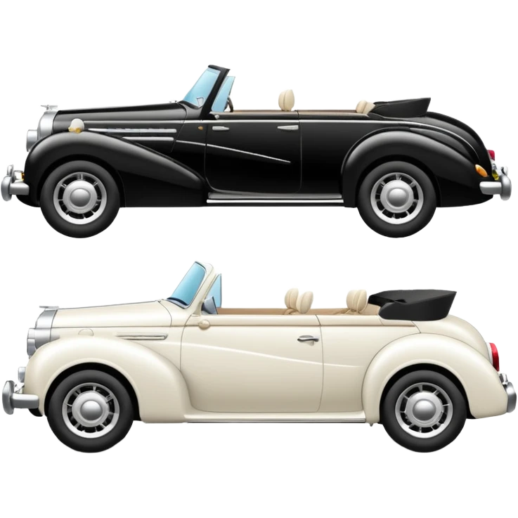 Luxury convertible car with wedding decorations, in profile emoji