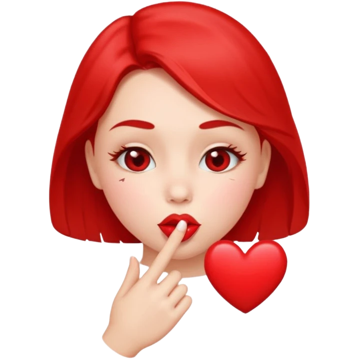 Emoji, girl's face blowing a kiss, puckered lips, small heart emoji