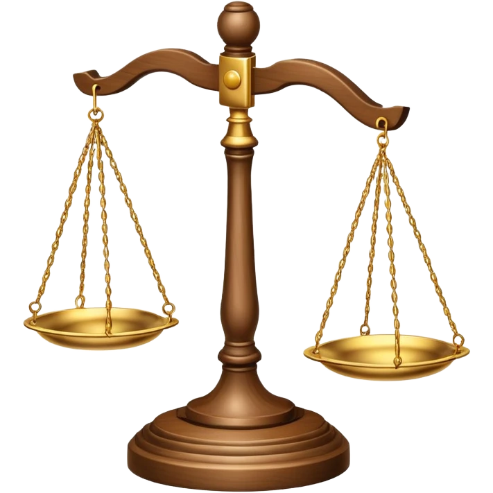 Scales of justice balanced with gavel emoji
