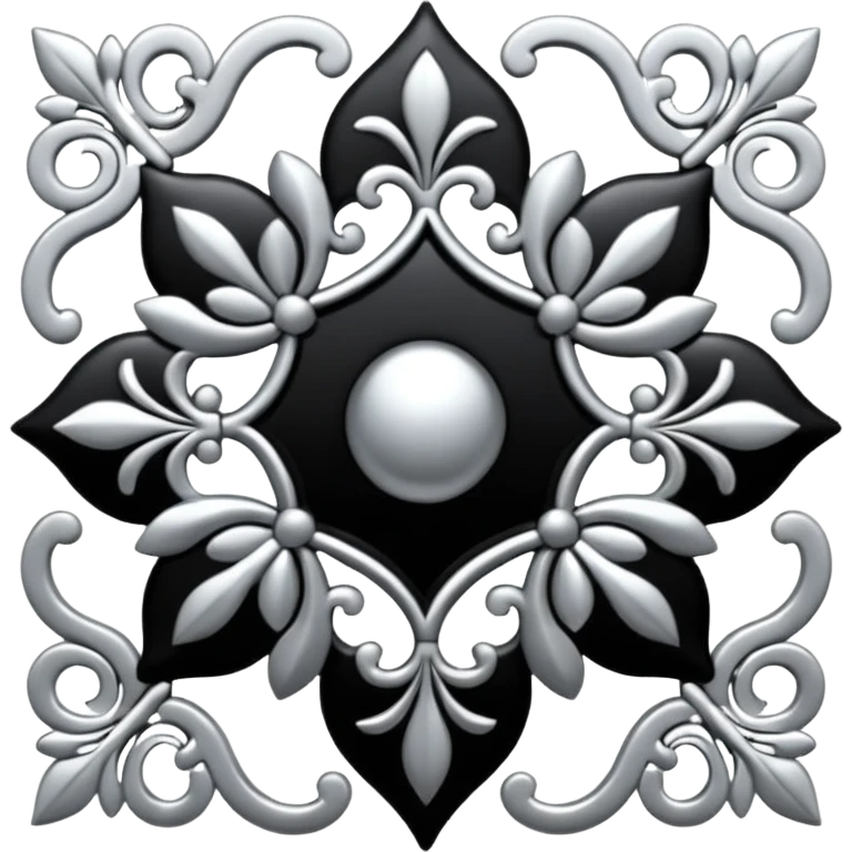 Black and silver filigree design, 3D, extremely detailed design emoji