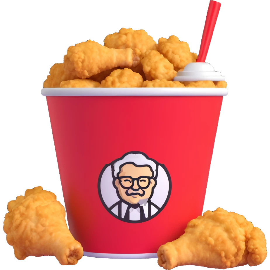 KFC bucket of fried chicken with a soda cup next to it emoji