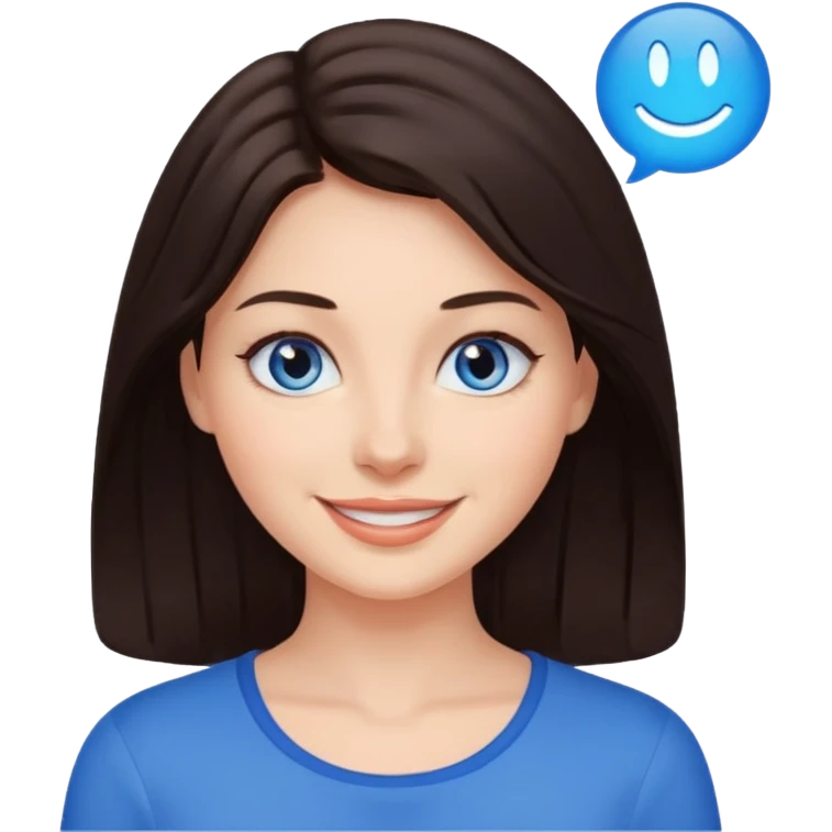 Chica pelo castaño oscuro y ojos azules que parezca más mayor y más guapa emoji
