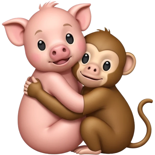 Pig and monkey love emoji