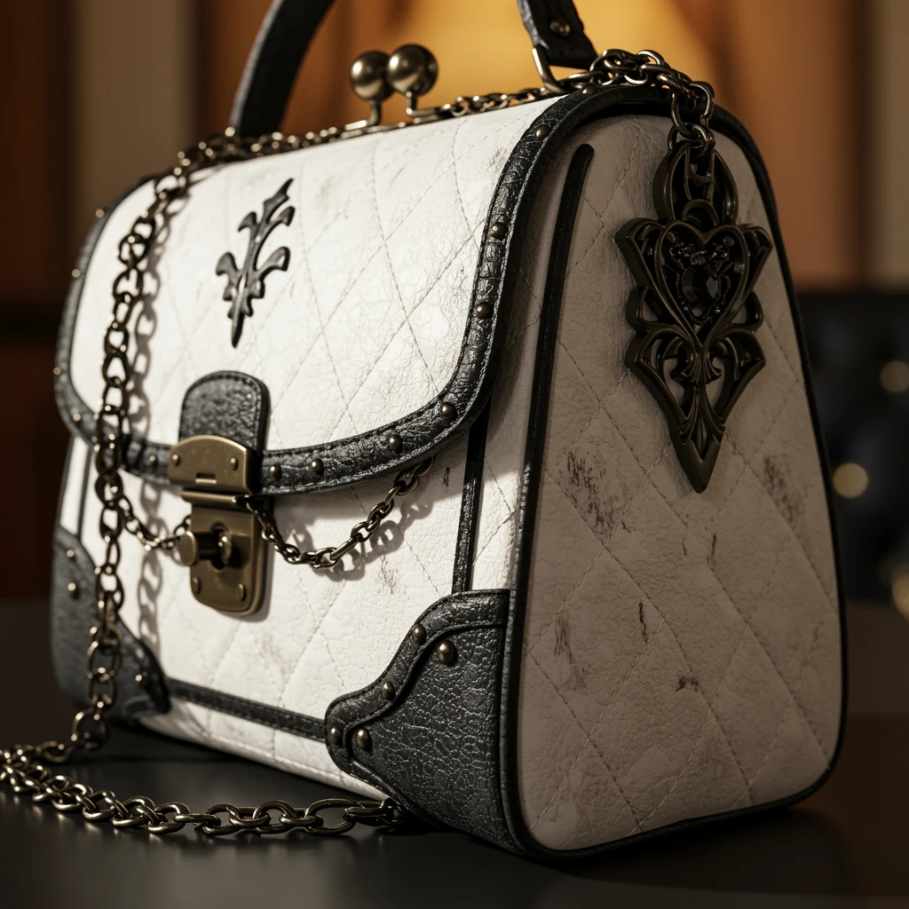 Back white gothic purse without background emoji