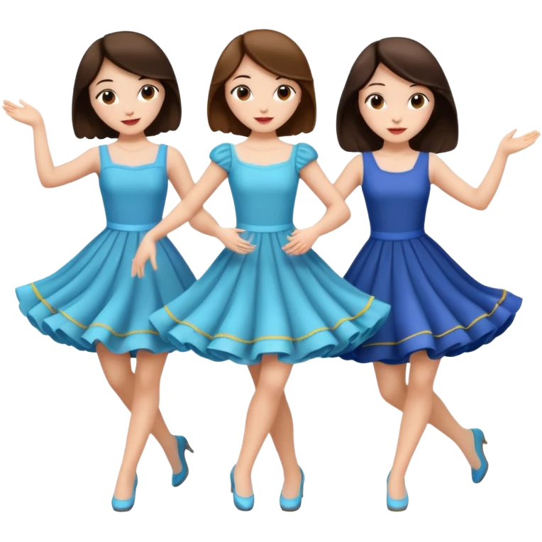 Triplets dancing all brunette emoji