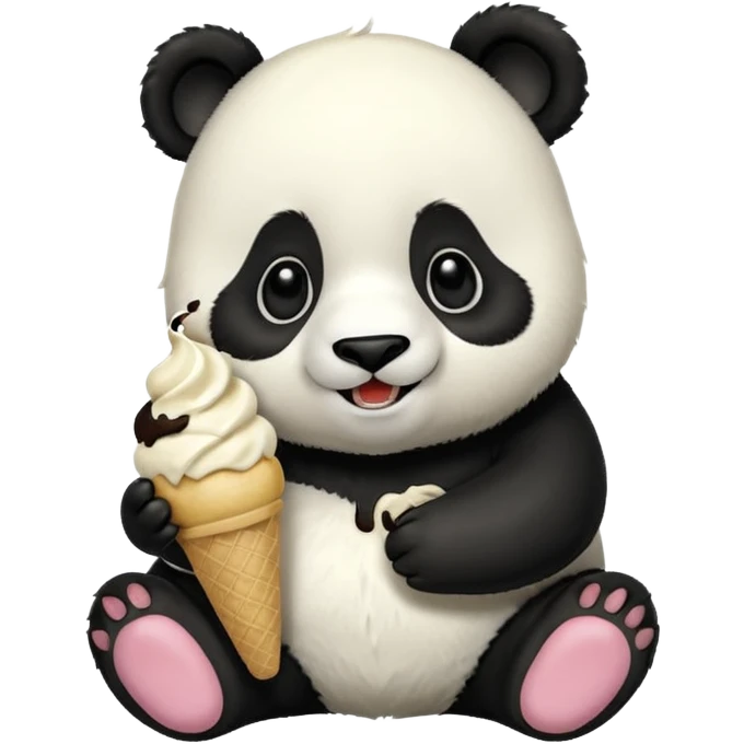 Panda eating ice cream emoji