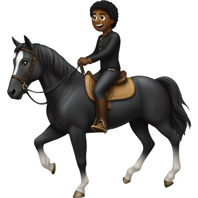 black riding a horse  emoji