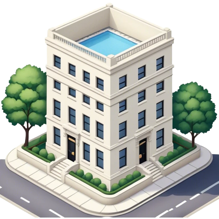 upper east side townhouse, white limestone, classic modern, isometric exterior view emoji