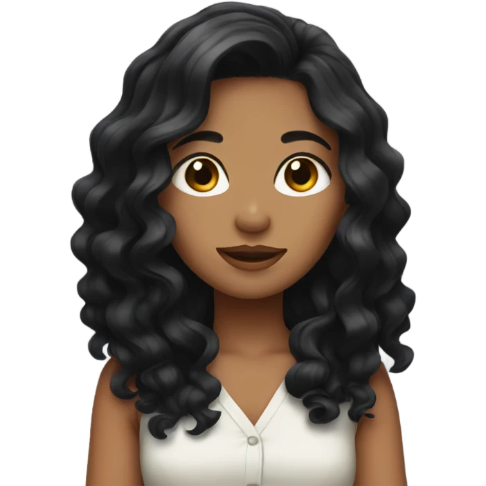 girl with black wavy hair emoji