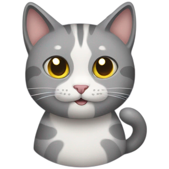 grey cat with food emoji