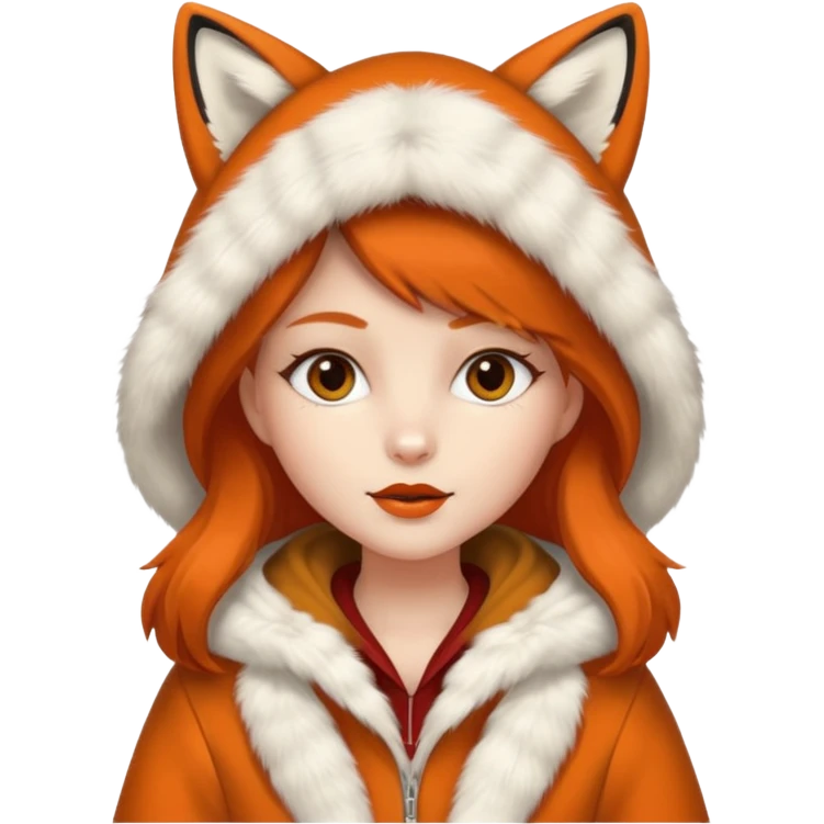 Girl, Fox Fur White Coat with Hood emoji