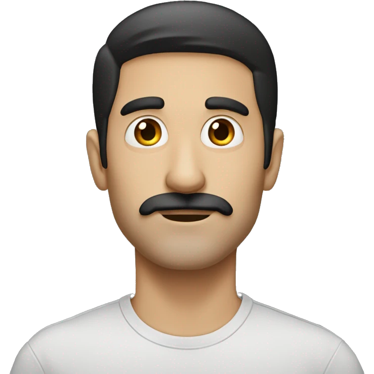 dark hair dark eye man with short mustache watching th  emoji