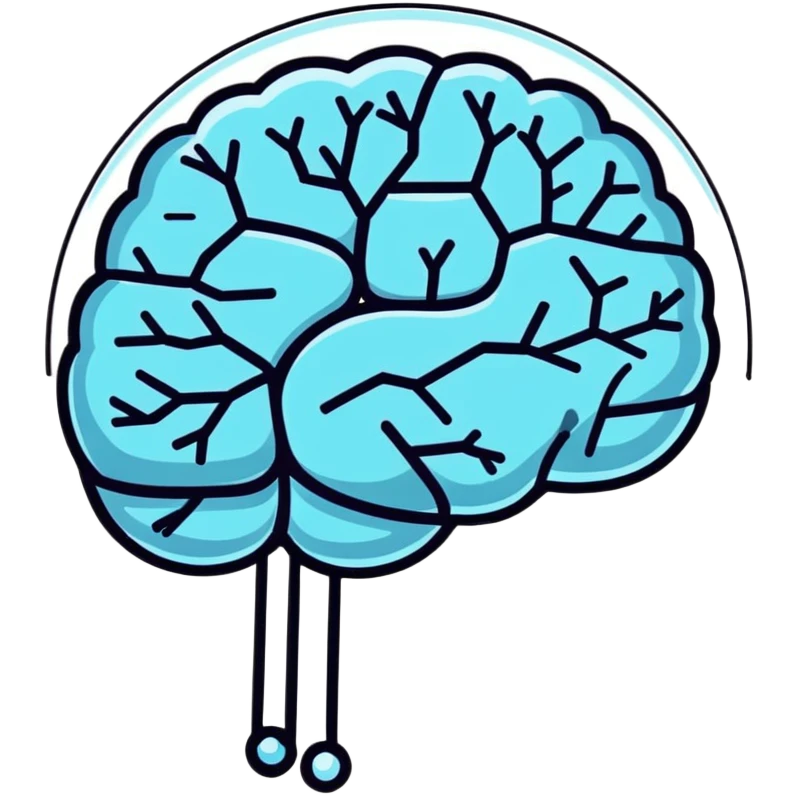 Cute sticker of a pearl and light blue capsule floating around a transparent brain with sparkling neural connections, surrounded by a gentle focus enhancing fog emoji