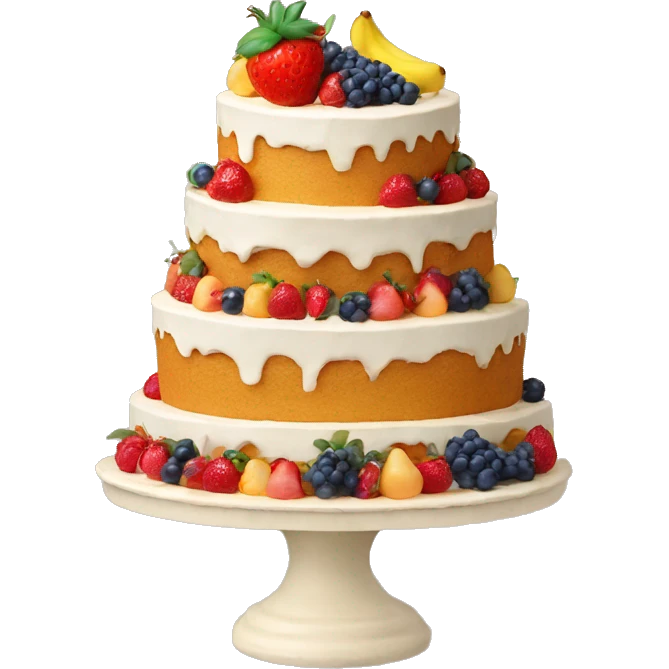 Cake with fruits and a 95 emoji