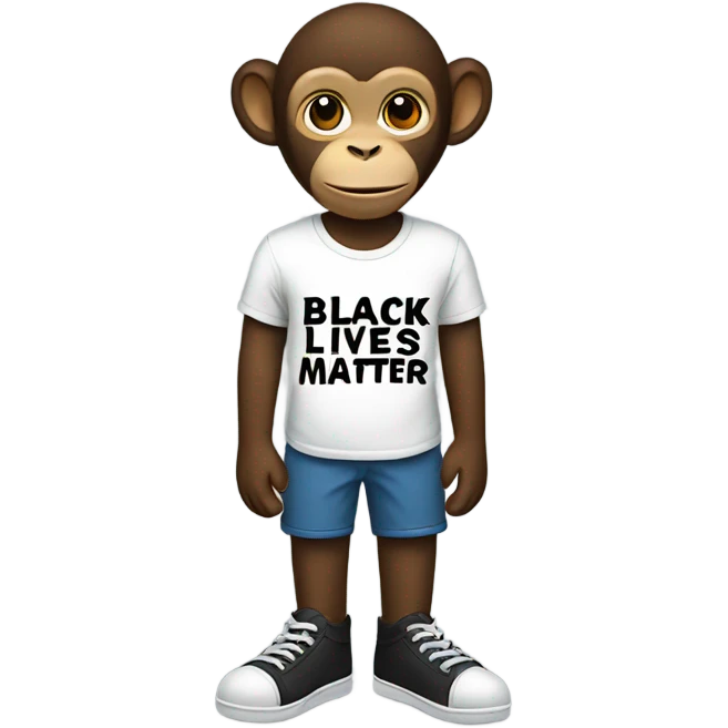Monkey wearing a shirt that says Black Lives Matter emoji