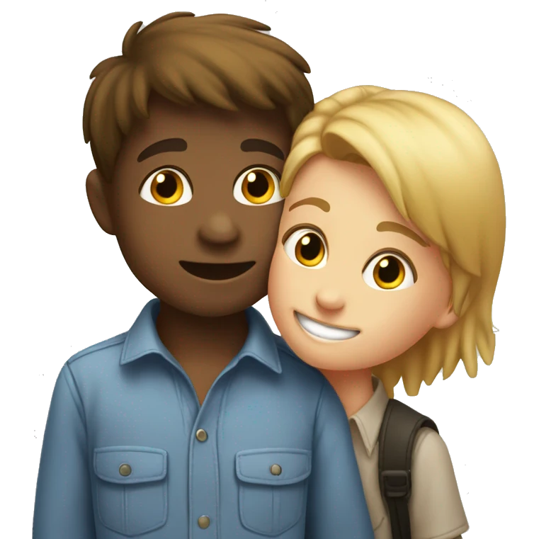 smiling boy in collared shirt kissing a boy  emoji