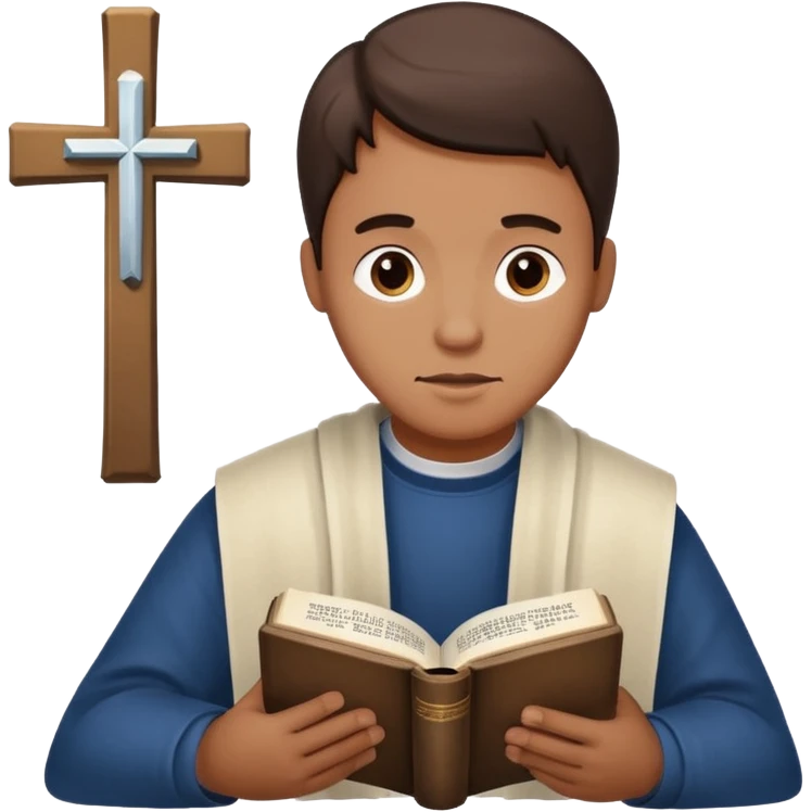 Guy who reads Bible with cross on it emoji