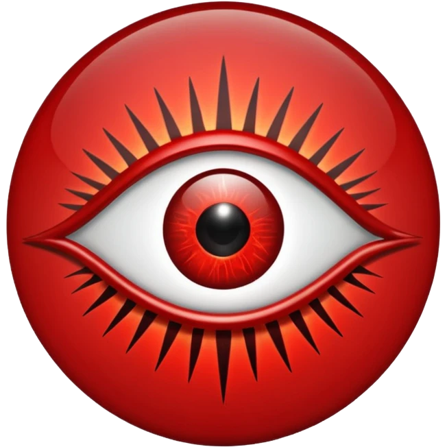 Occult eye symbol glowing red, protective ward, minimal esoteric design emoji