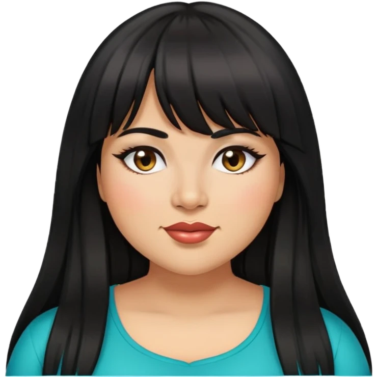 Latina female with bangs black long hair plus size eye wink emoji