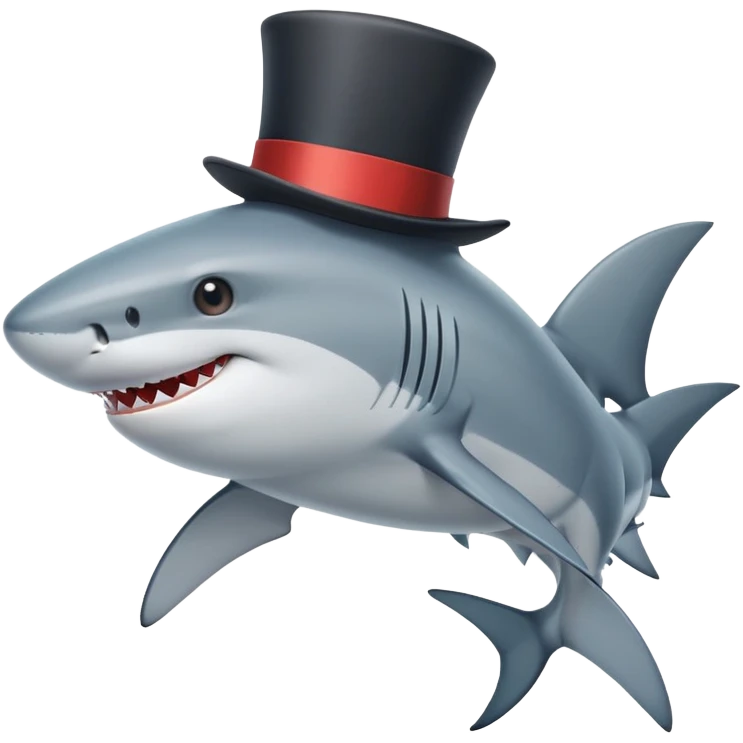 Shark with a top hat emoji