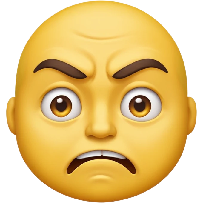 A Classic emoji, yellow character. Extreme disgust/ confusion. One eyebrow raised, one eyebrow lowered in anger. With a deep sneer on the mouth. emoji