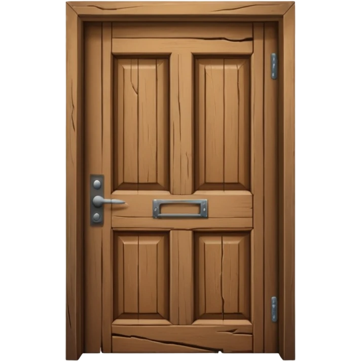 a wooden door that is wide open. The door frame is simple and matches the wood tone of the door. emoji