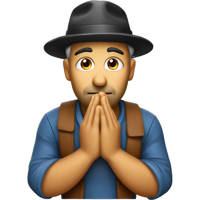 pensive face with drolling and hat praying hands, croatian skin emoji