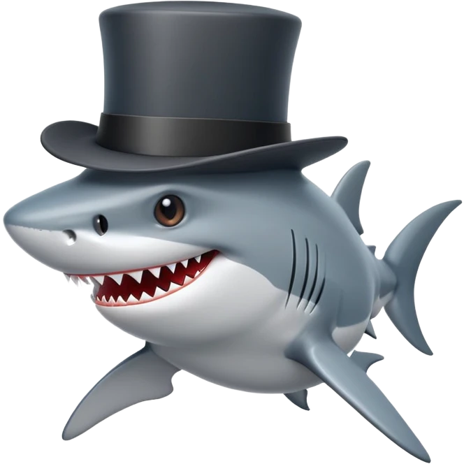 Shark with a top hat emoji