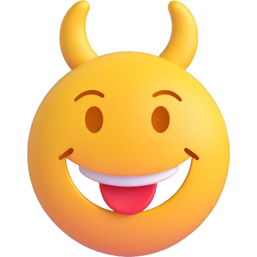 3D smiley emoji, round shape, horseshoe, lucky face emoji