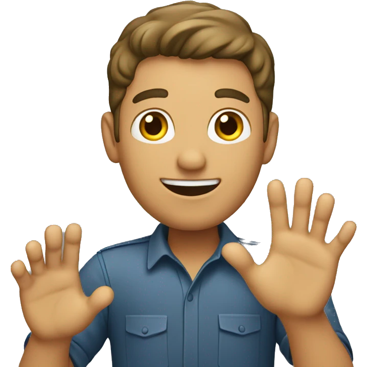 Man waving upshot emoji