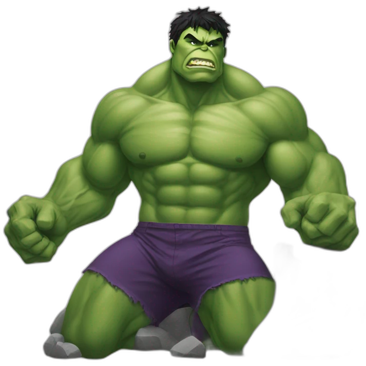 hulk with a rock emoji
