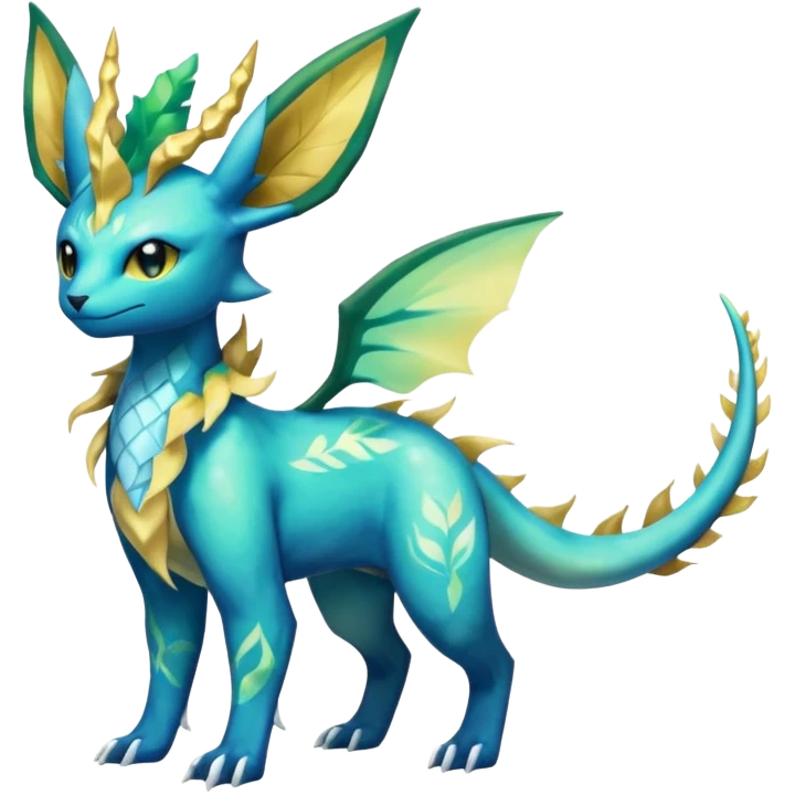 Rocky Shiny ethereal elemental Salandit-Leafeon-Vaporeon-hybrid-fusion (full body) emoji