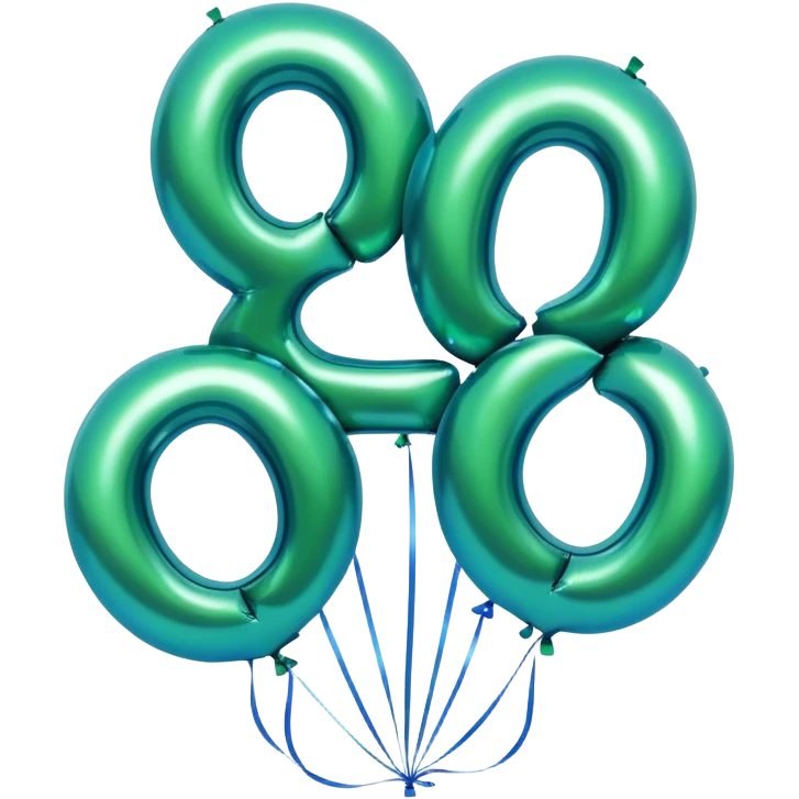 deep green aesthetic  letter, three metallic blue balloons  emoji
