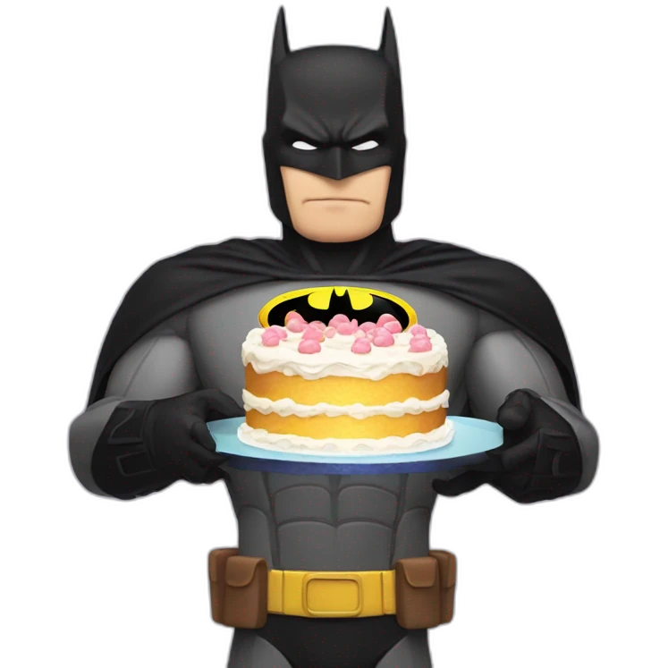 Batman holding a birthday cake at 12 o clock emoji