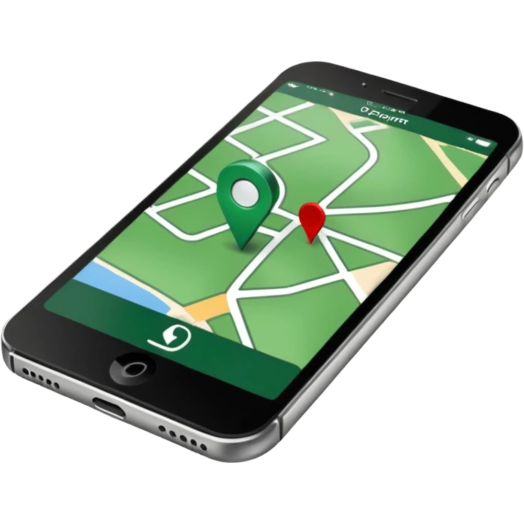 dark green geotag pointing to map on dark green iphone display emoji