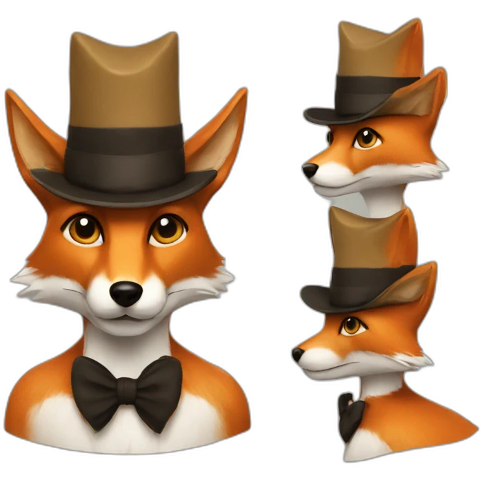 fox with hat and with big black human moustache emoji