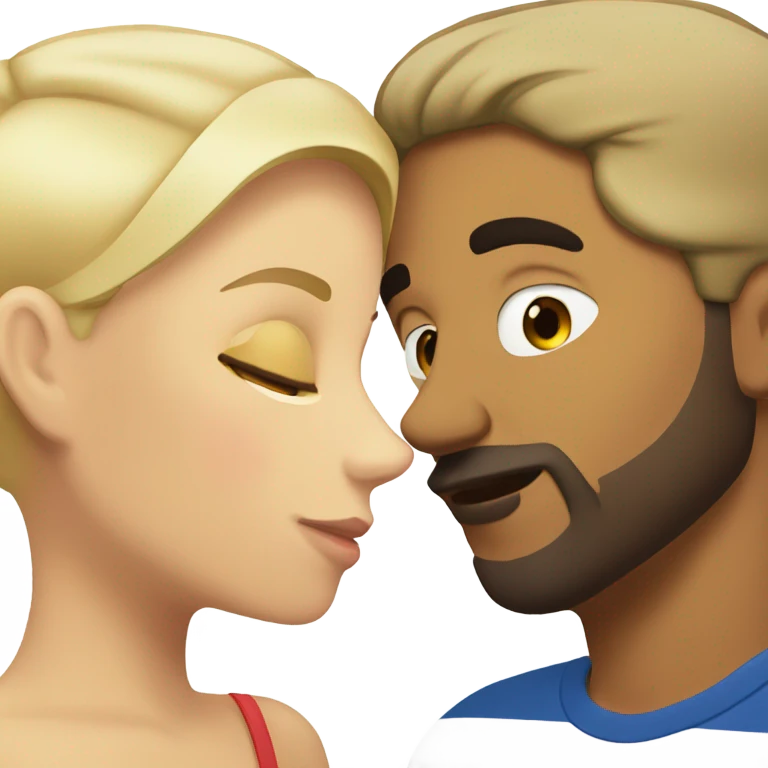 Puerto rican beard short hair with blonde girl kissing  emoji