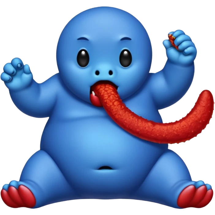A fat blue takis Alive eating red takis emoji