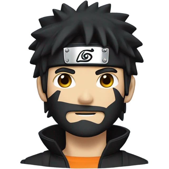 Naruto With Black hair and Black beard , jonin west  emoji