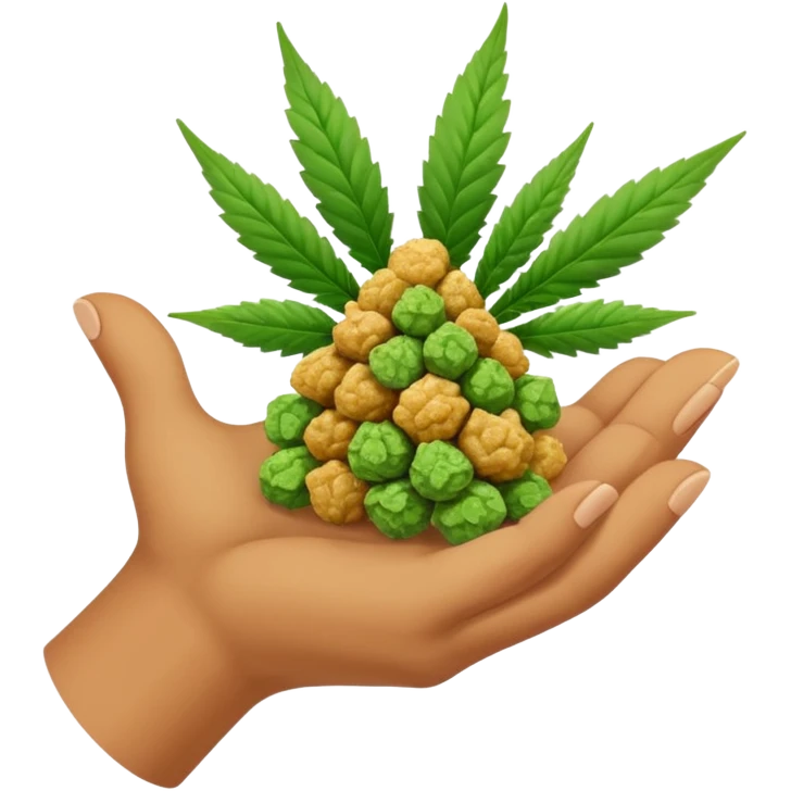 Hand emoji holding cannabis nugs emoji