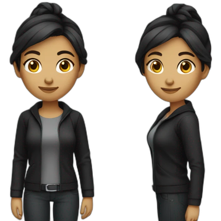 junior woman it developer medium hair no glasses black outfit emoji