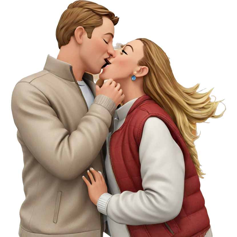 outdoor couple kiss moment emoji